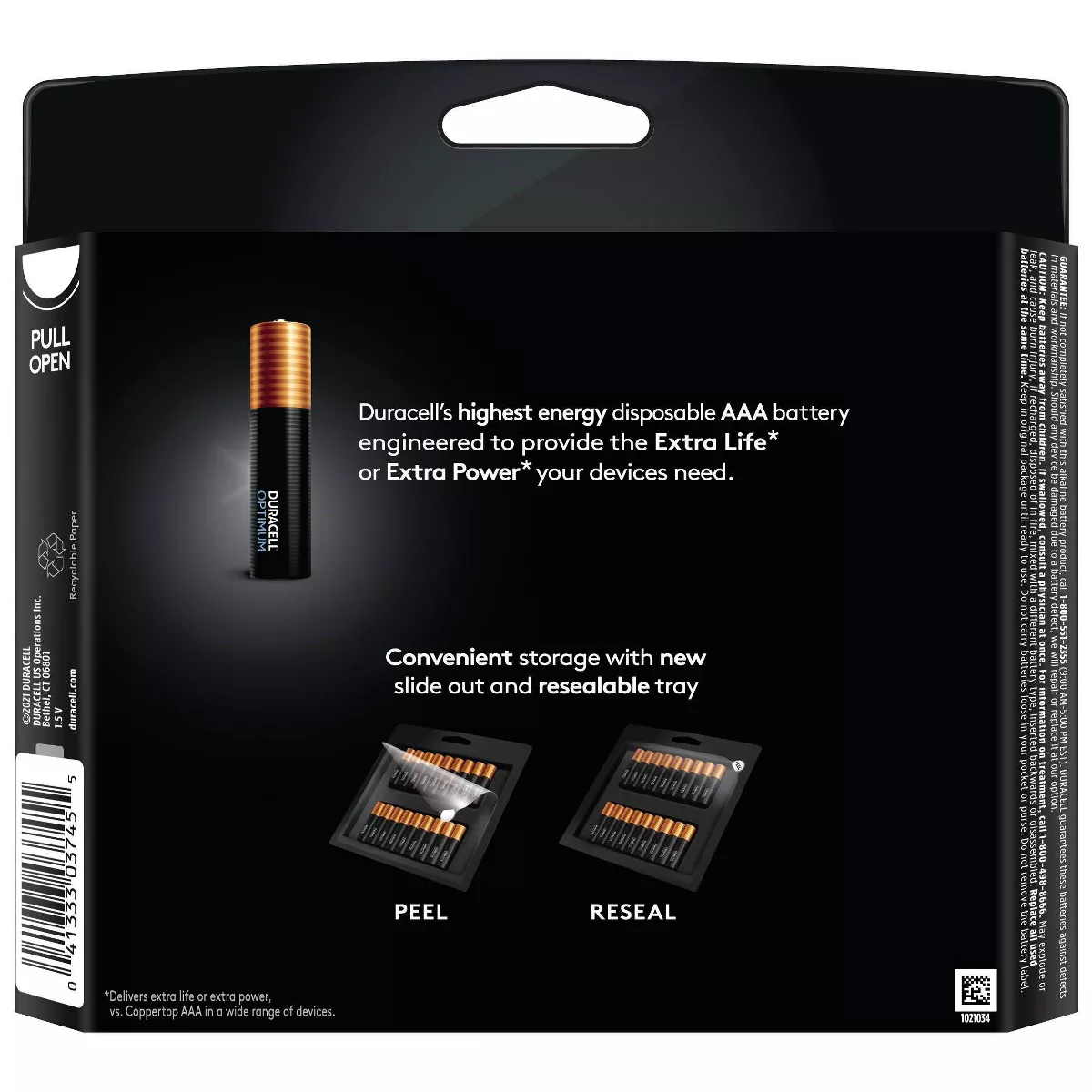 Duracell Optimum AAA Batteries - 18 Pack Alkaline Battery with Resealable Tray