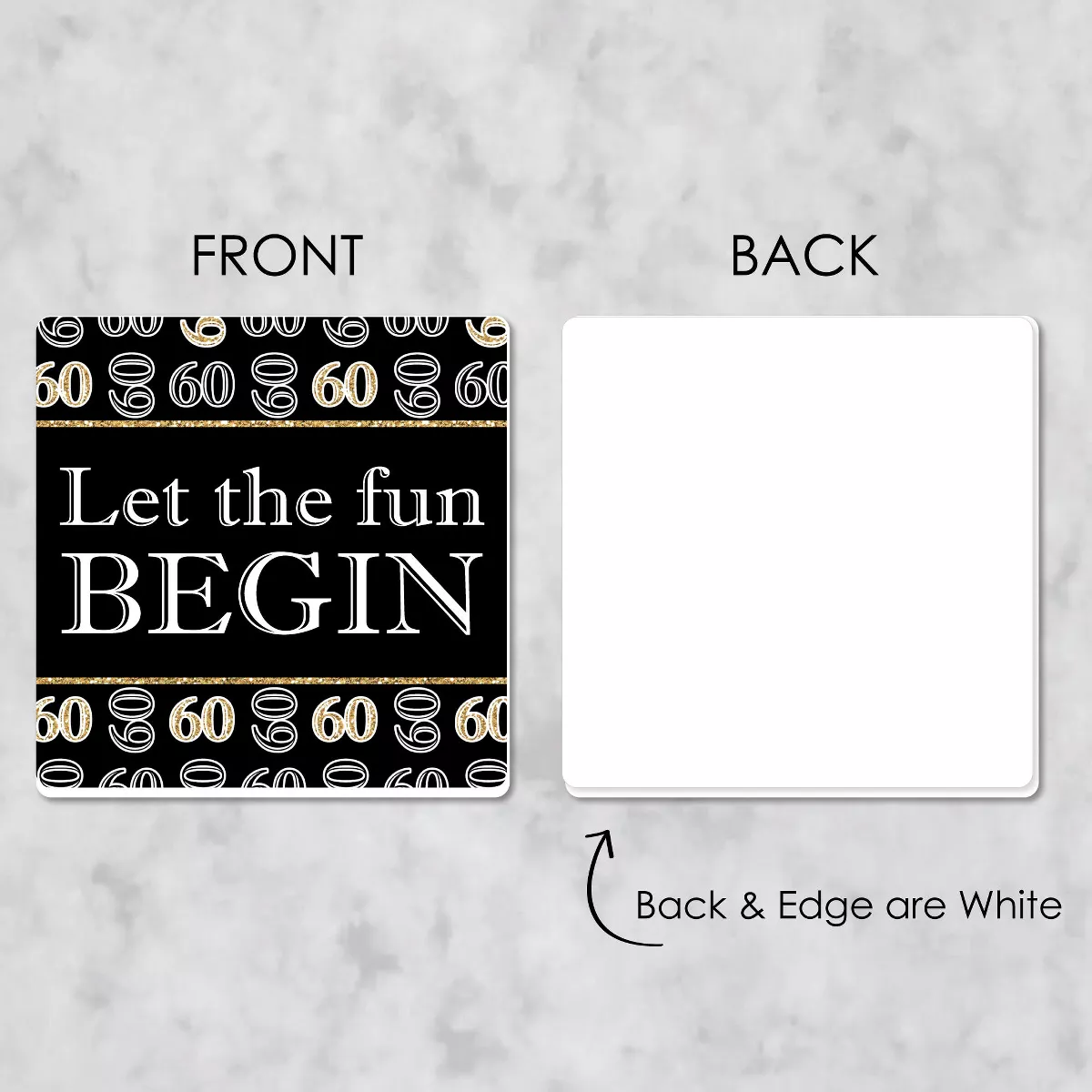 Big Dot of Happiness Adult 60th Birthday - Gold - Funny Birthday Party Decorations - Drink Coasters - Set of 6