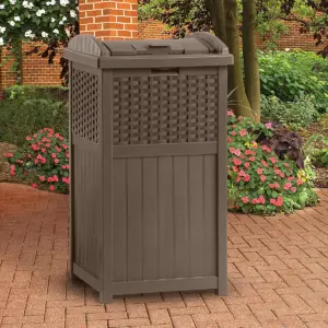 Suncast Trash Can 33 Gal. Resin & Suncast Garden Screen Gate/Fence, Java