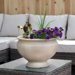 Sunnydaze Indoor/Outdoor Patio, Garden, or Porch Weather-Resistant Double-Walled Elizabeth Ribbed Urn Flower Pot Planter - 16
