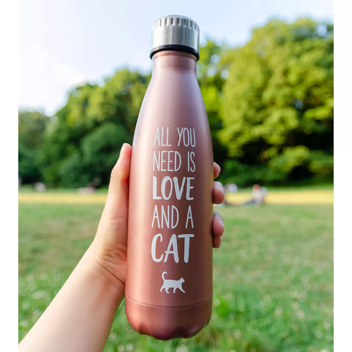 Pearhead Water Bottle - All You Need is Love and a Cat - 17oz