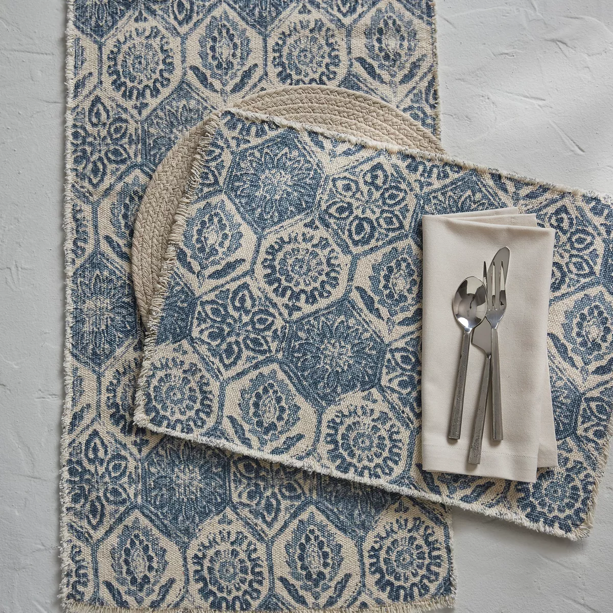 Split P Mosaic Tile Printed Table Runner - 72"L - Blue