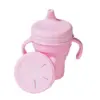 Austin Baby Collection Silicone Collapsible Cup Sippy & Snackie Lid Set - Soft Pink