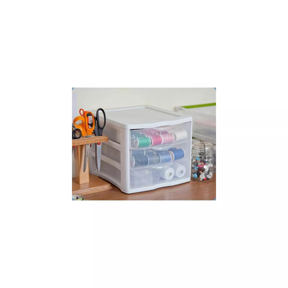 Sterilite ClearView Compact Portable 3 Storage Drawer Organizer Cabinet (8 Pack)