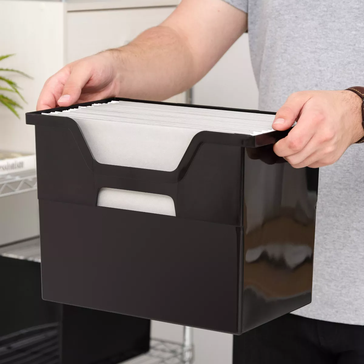IRIS 4pk Large Desktop File Storage Box Black