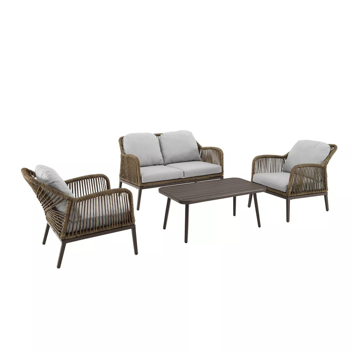 Haven 4pc Outdoor Wicker Conversation Set - Light Gray - Crosley