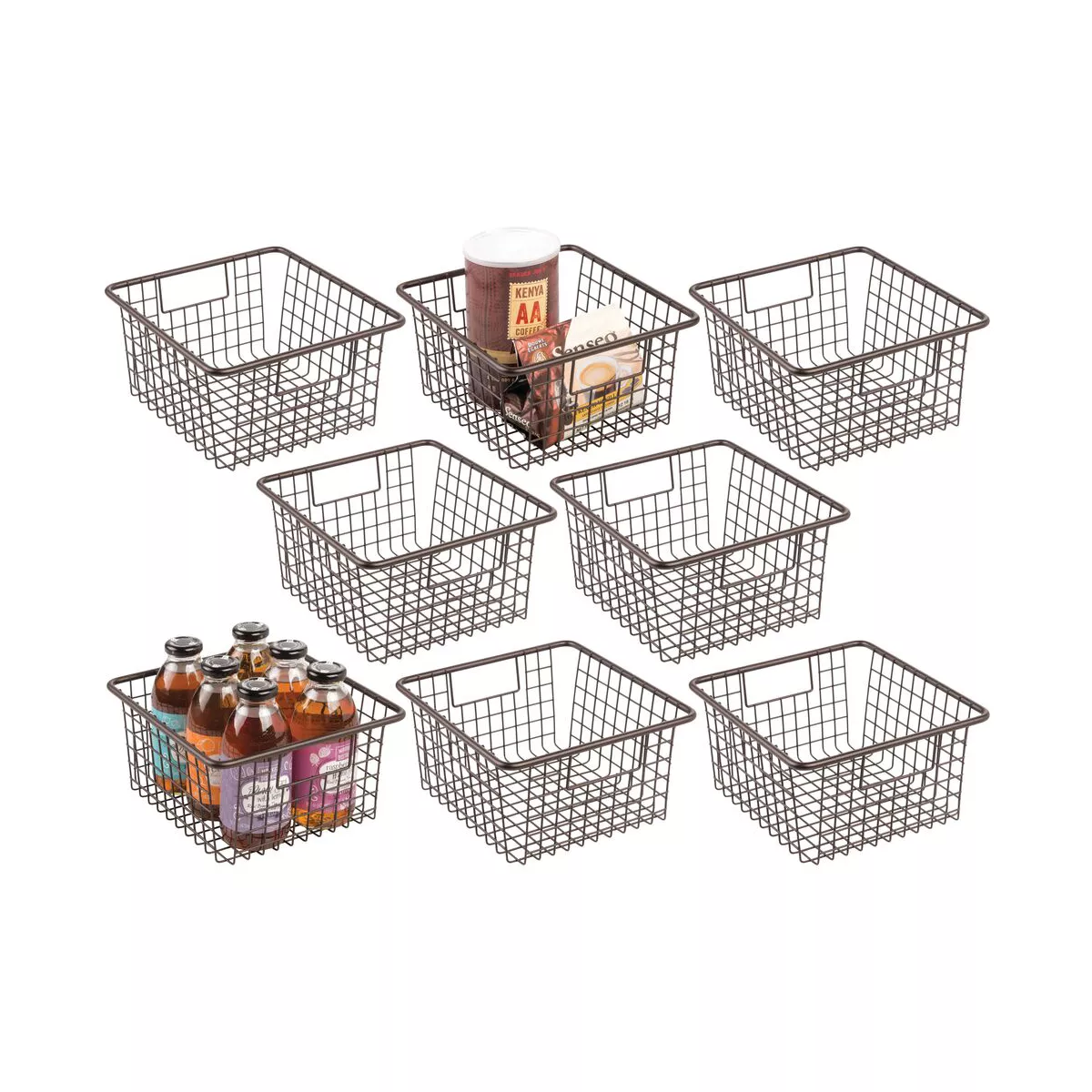 mDesign Metal Wire Food Storage Bin - 8 Pack - Bronze