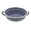 Blue Rose Polish Pottery Nature Round Casserole with Handles