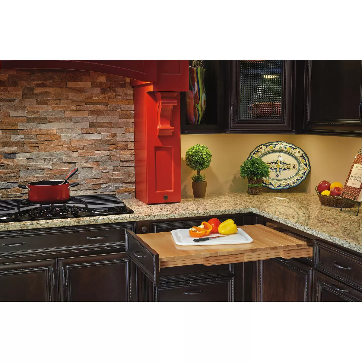 Rev-A-Shelf 4TT-2133-1 31.75 Inch Wood Pull Out Tambour Table Kitchen Counter Extension with Slide for 24 Inch Drawers, Natural Maple