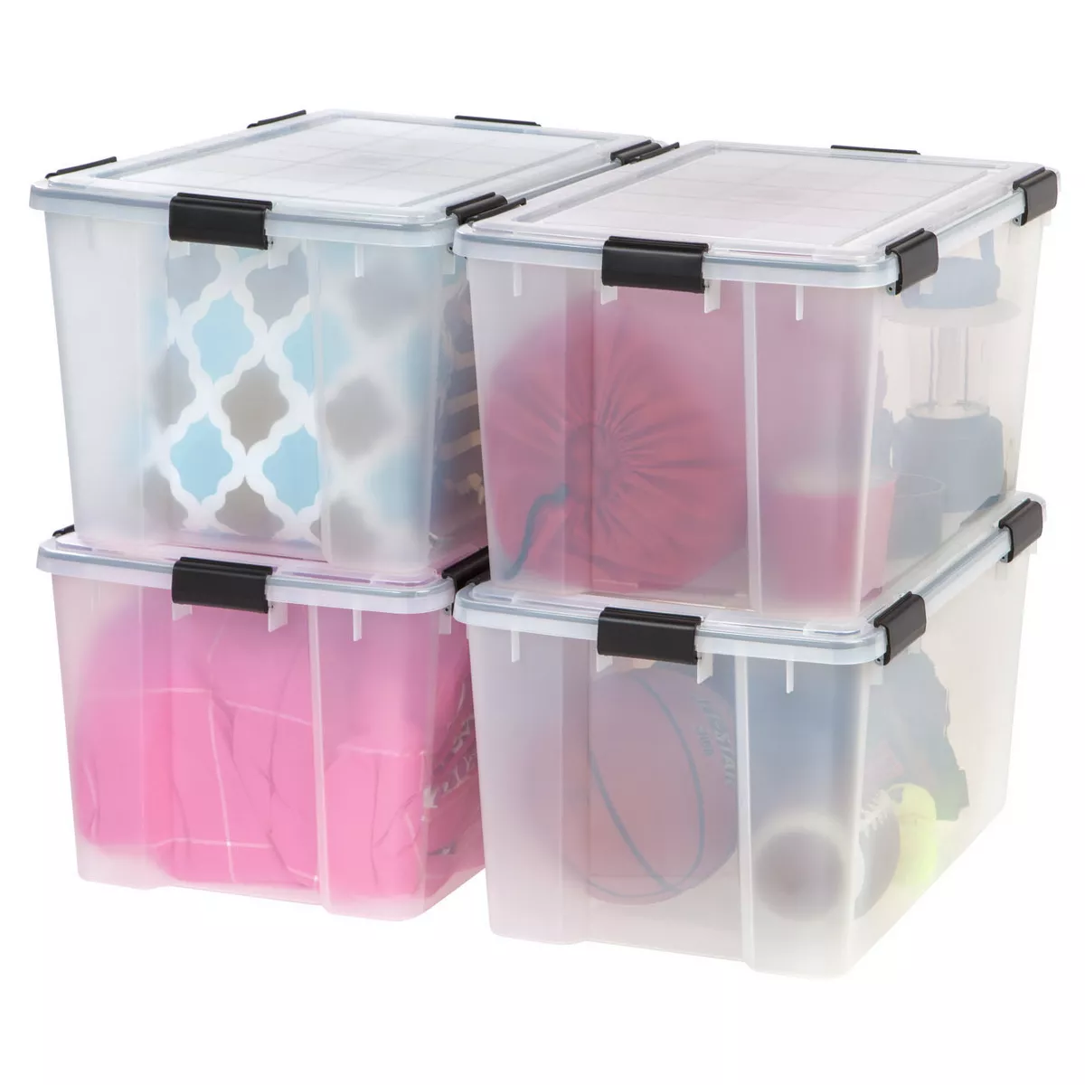 IRIS 4pk 74qt Weathertight Plastic Storage Bin
