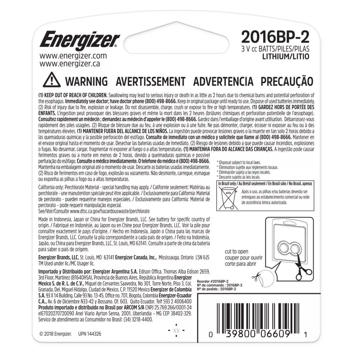 Energizer 2pk 2016 Batteries Lithium Coin Battery