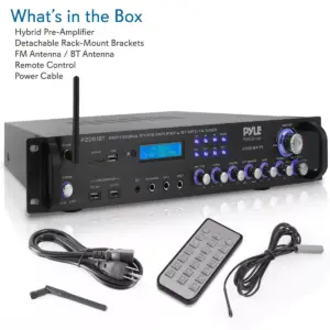 Pyle P2001BT 2,000 Watt Multi Channel Bluetooth Home Theater Hybrid Amplifier Receiver Pre-Amplifier with MP3/USB/SD/AUX Readers and FM Radio, Black