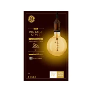 General Electric VintaG40 Globe Spiral Amber LED Light Bulb White
