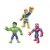 Playskool Heroes Marvel Super Hero Adventures Mega Mighties 10-Inch 3 Pack, Thanos, Spider-Man, Hulk, Ages 3 and Up