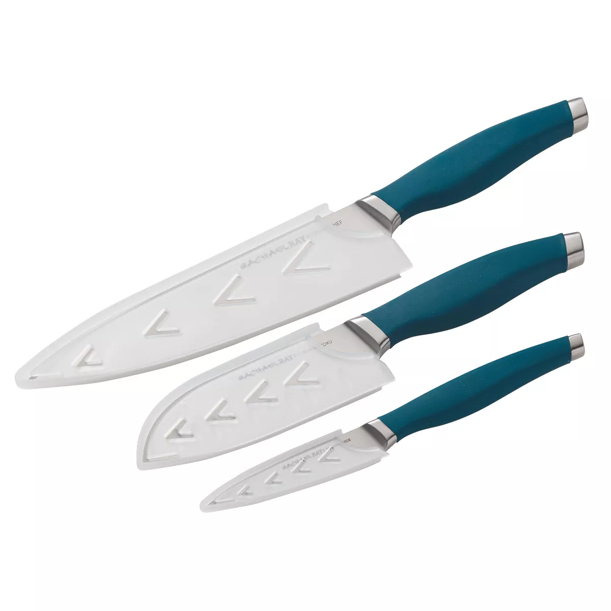 Rachael Ray 3pc Stainless Steel Chef Knife Set Teal