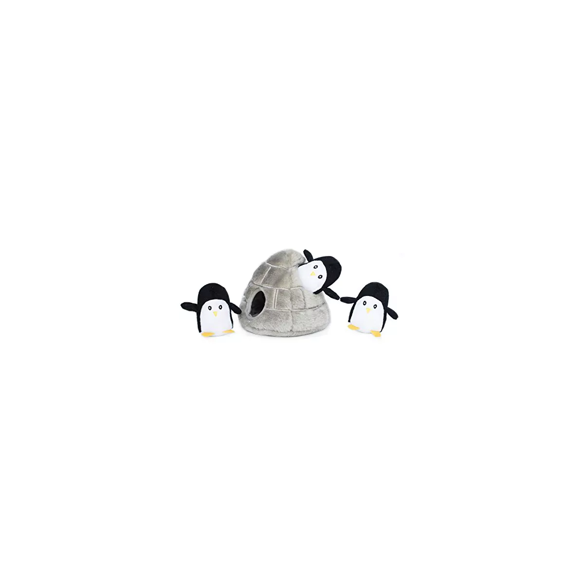 ZippyPaws - Arctic Pals Burrow, Interactive Squeaky Hide and Seek Plush Dog Toy - Penguin Cave