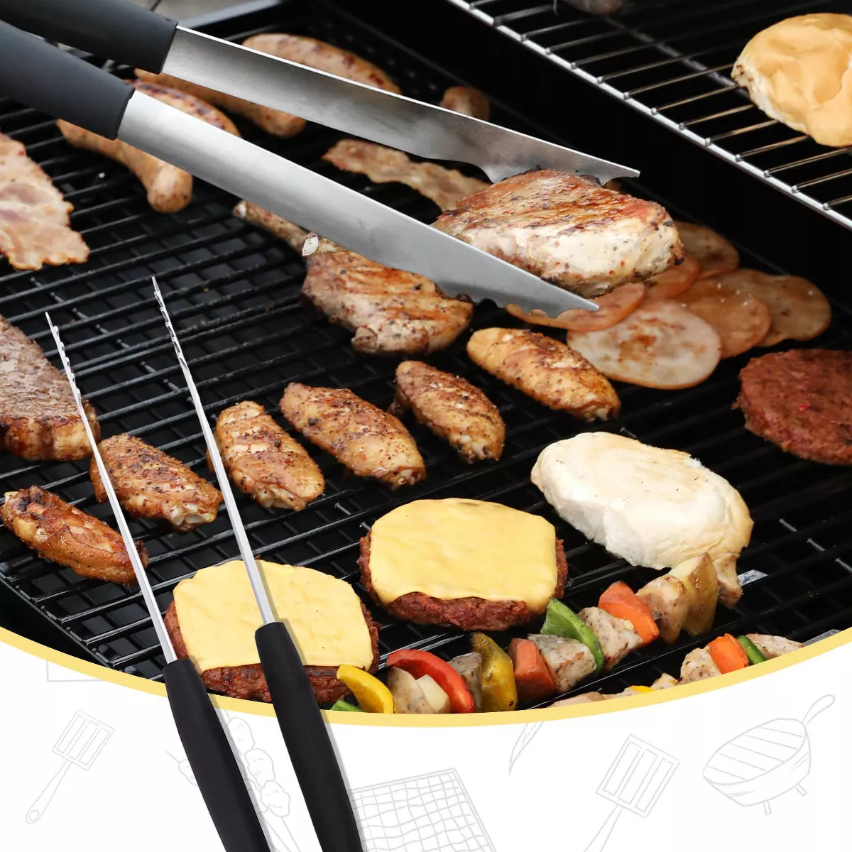 Royal Gourmet 14pc Stainless Steel Grill Accessories Set and Barbecue Tool Kit Gray