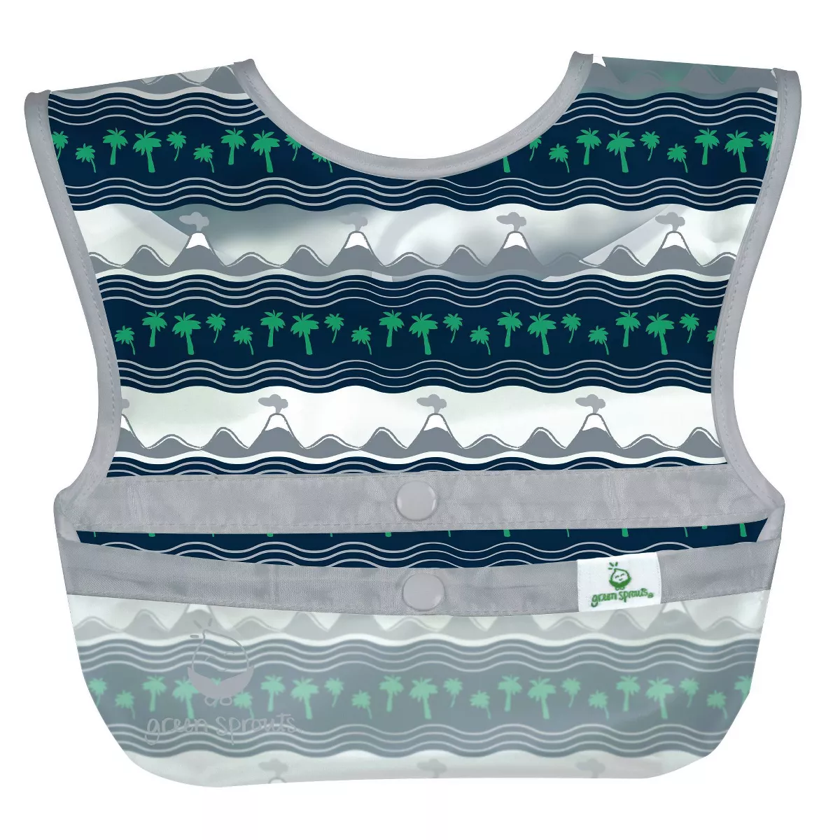 green sprouts Snap & go Wipe-off Bibs Blue Dinosaurs 9-18M - 3pk