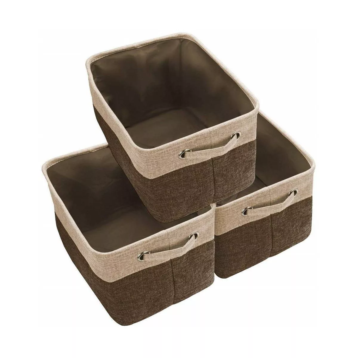 Sorbus 3pk Twill Storage Basket Set Brown