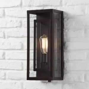 Possini Euro Design Modern Outdoor Wall Light Fixture Bronze Double Box 15 1/2
