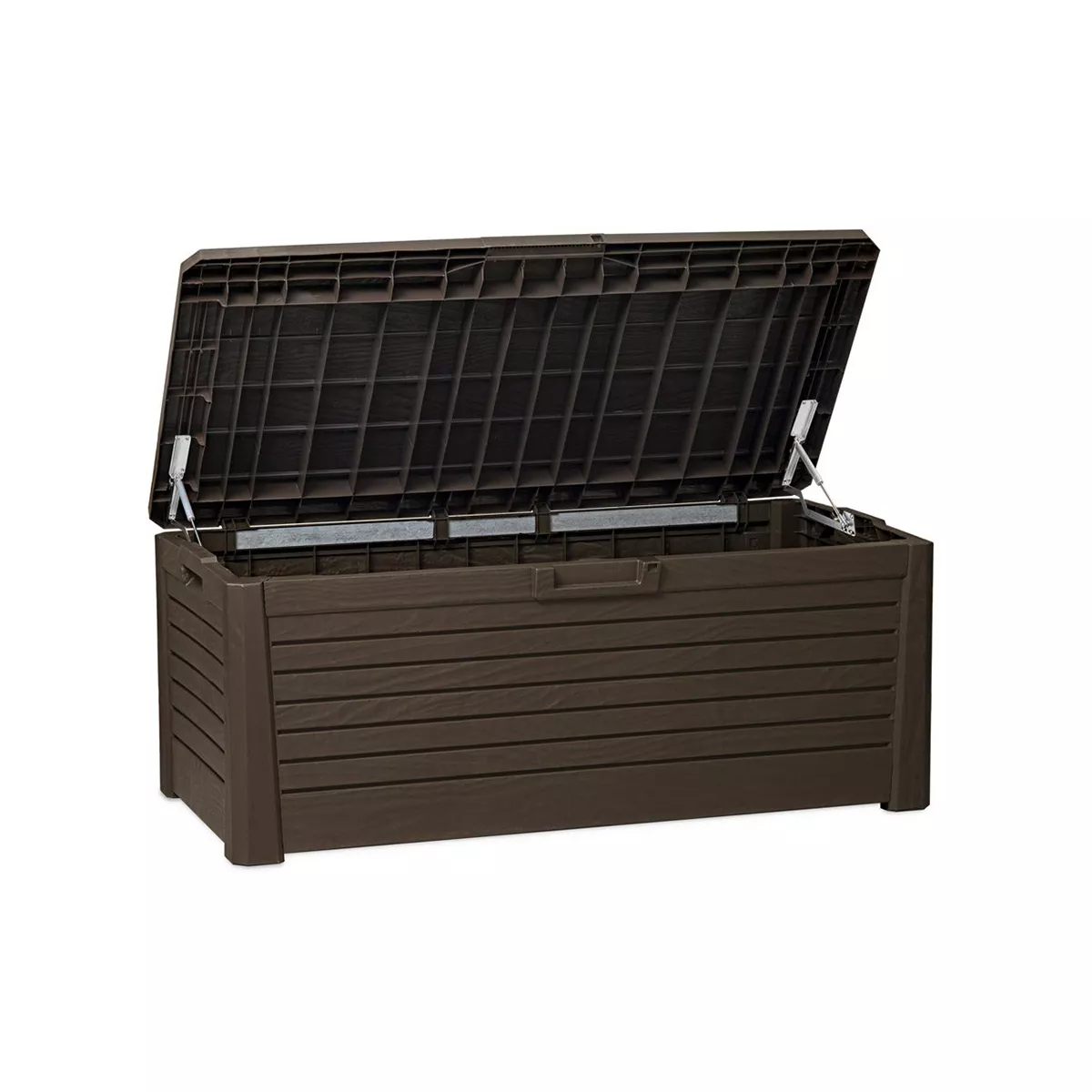 Toomax Florida UV Resistant Lockable Deck Storage Box Bench for Outdoor Pool Patio Garden Furniture or Indoor Toy Bin Container, 145 Gallon (Brown)