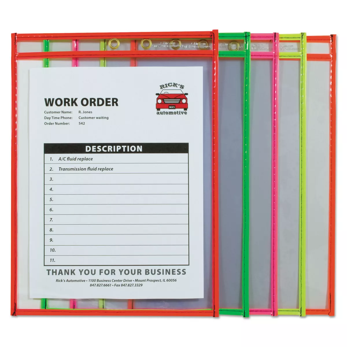 C-Line Stitched Shop Ticket Holder Neon Assorted 5 Colors 75