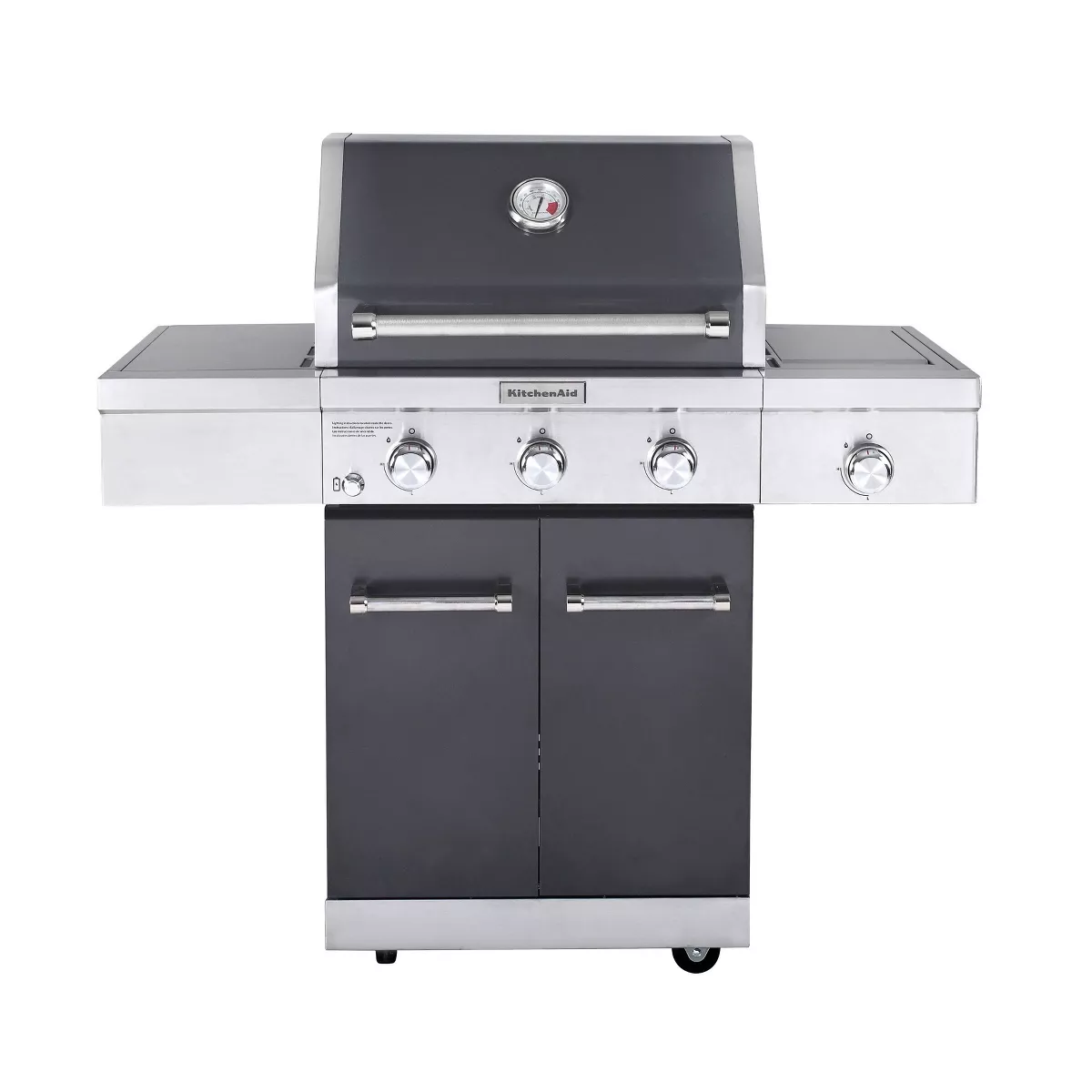 KitchenAid 3 Burner with Searing Side Burner 720-0953ACCO Gas Grill with Grill Cover - Black