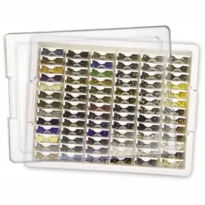 Elizabeth Ward Bead Storage Solutions 82 Piece Stackable Organizer Tray with Lid, 78 Compartments for Seed Beads, Crystals, and Craft Supplies Clear