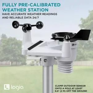 Logia 5-in-1 Wi-Fi Weather Station with Solar | Indoor/Outdoor Remote Monitoring System, Temperature Humidity Wind Speed/Direction Rain & More, Wireless Color Console w/Forecast Data, Alarm, Alerts