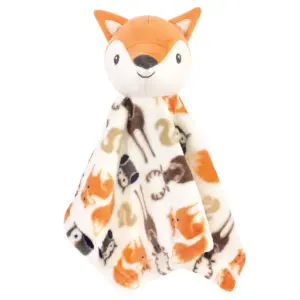 Hudson Baby Infant Boy Plush Blanket with Security Blanket, Boy Gray Fox, One Size