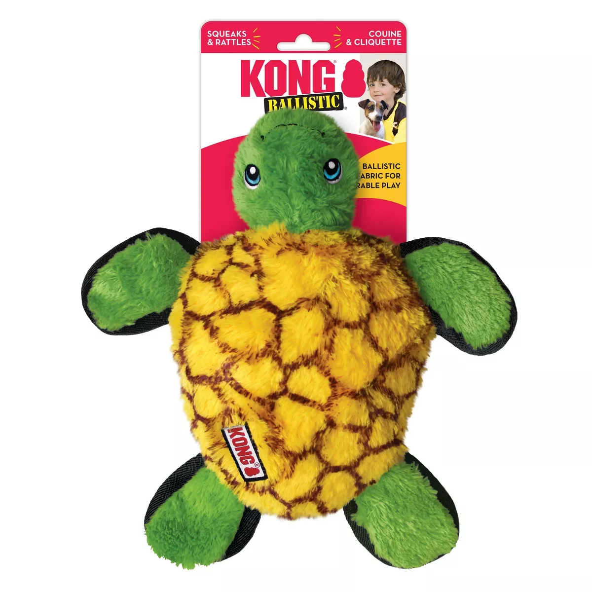 KONG Tough Plush Turtle Dog Toy - Green