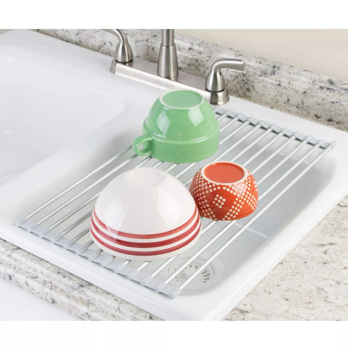 iDESIGN Metro Aluminum Over Sink Drain Board Silver