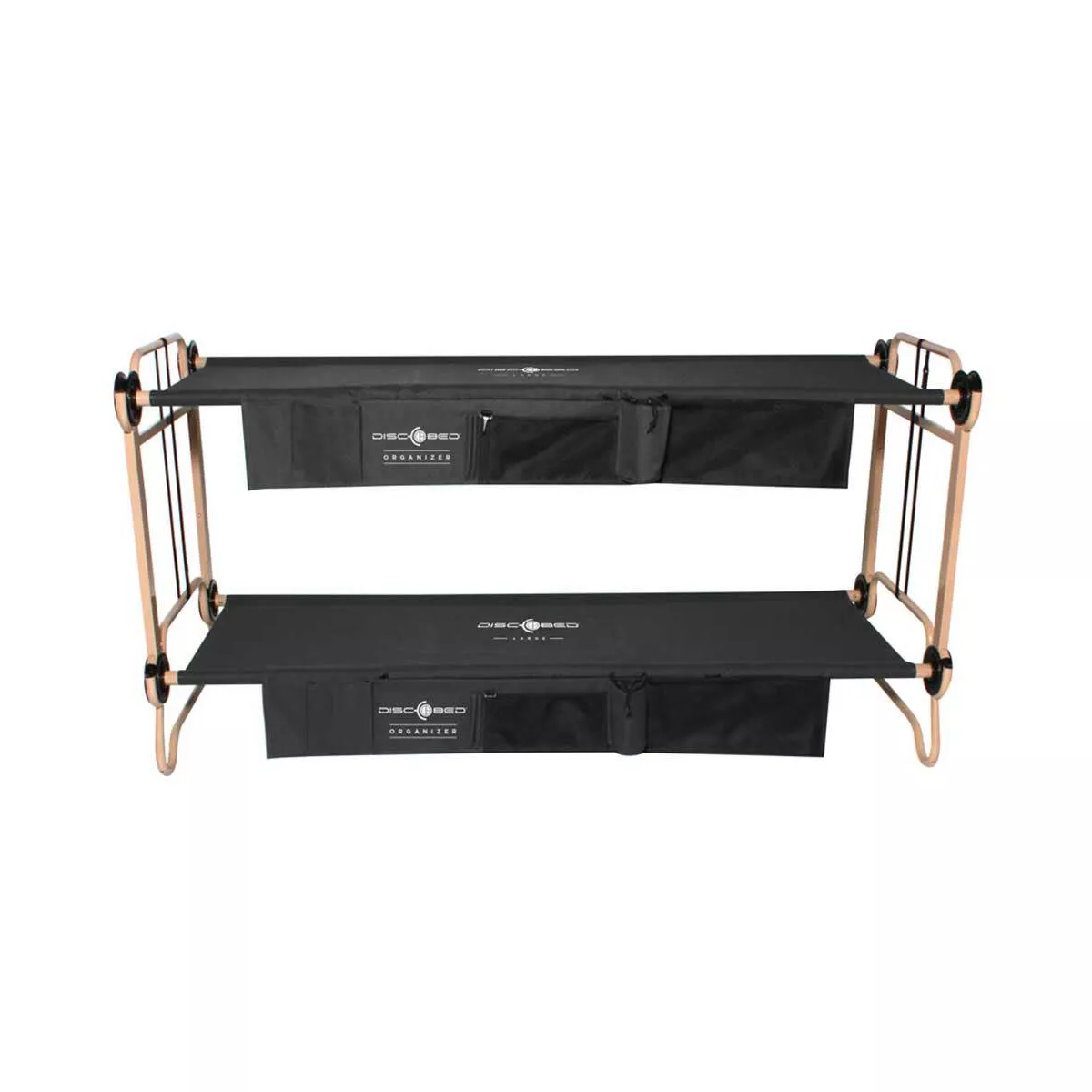 Disc-O-Bed Large Cam-O-Bunk Benchable Bunked Camping Cot with Organizers, Black