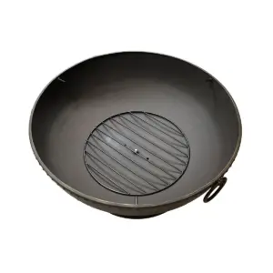 Sunnydaze Outdoor Camping or Backyard Large Fire Pit Bowl with Spark Screen, Log Poker, and Metal Wood Grate - 30