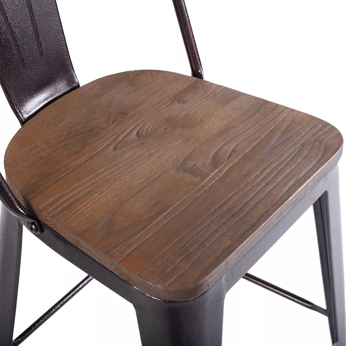 Costway Copper Set of 2 Metal Wood Bar Stool Style Kitchen Dining Chairs 29.5