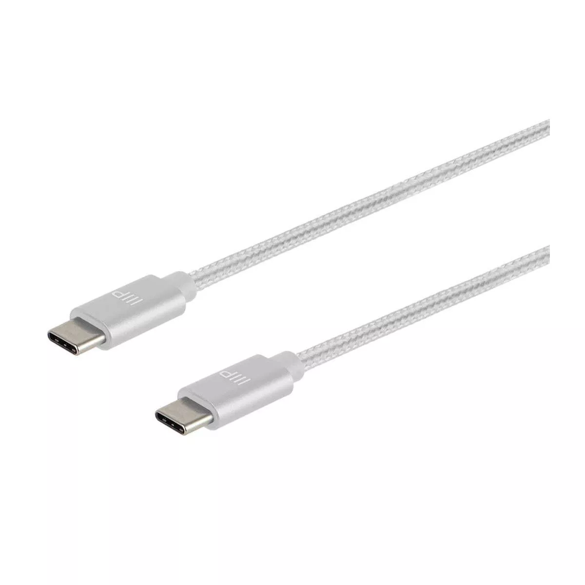 Monoprice USB 2.0 Type-C to Type-C Charge and Sync Nylon-Braid Cable - 1.5ft - White, Fast Charging, Aluminum Connectors, Stay Synced - Palette Series