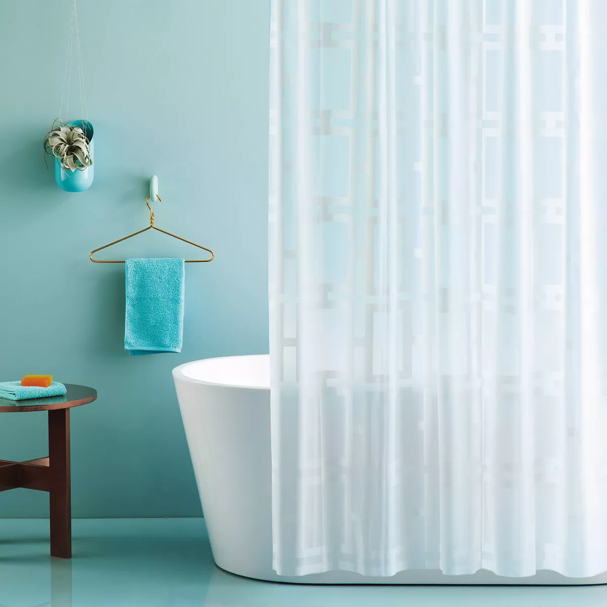 Grid Shower Curtain White - Room Essentials™