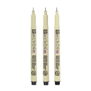 3pk Micron Archival Ink Multi-Size Tip Pen Set - Black
