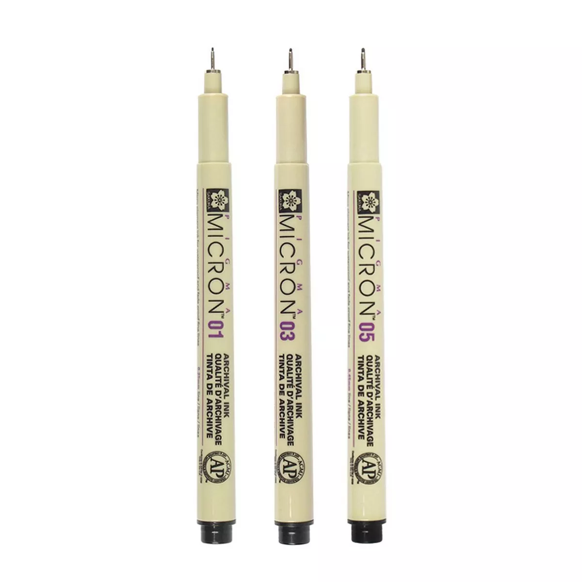3pk Micron Archival Ink Multi-Size Tip Pen Set - Black