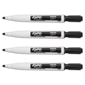 EXPO Magnetic Dry Erase Marker Fine Tip Black 4/Pack 1944745