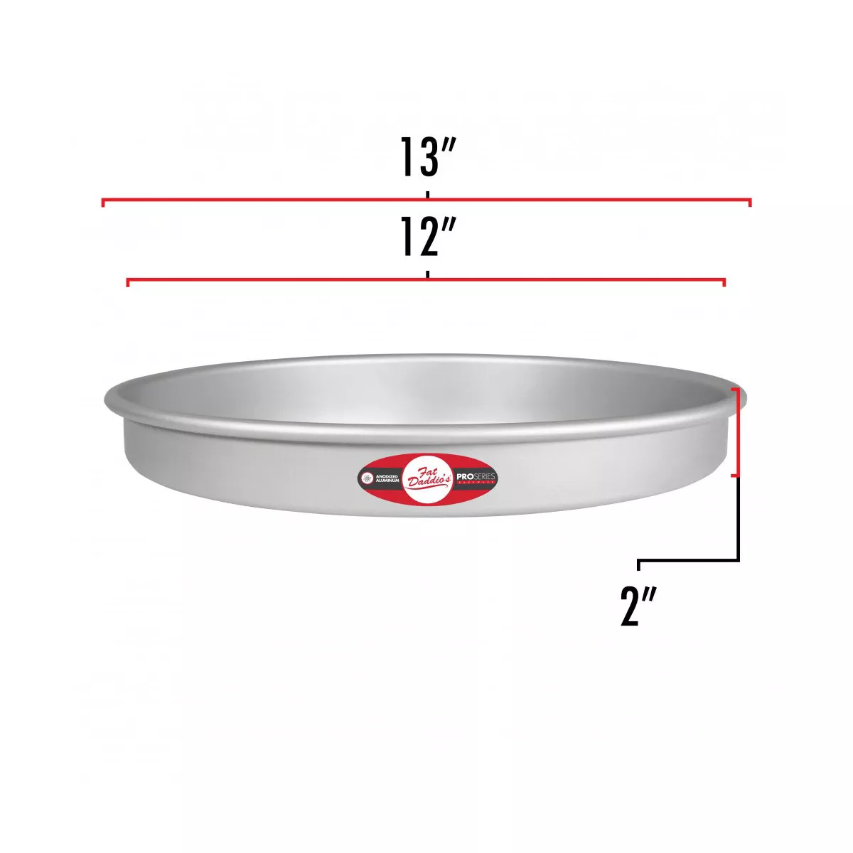 Fat Daddio's PRD-122 Anodized Aluminum Round Cake Pan with Solid Bottom, 12 x 2"