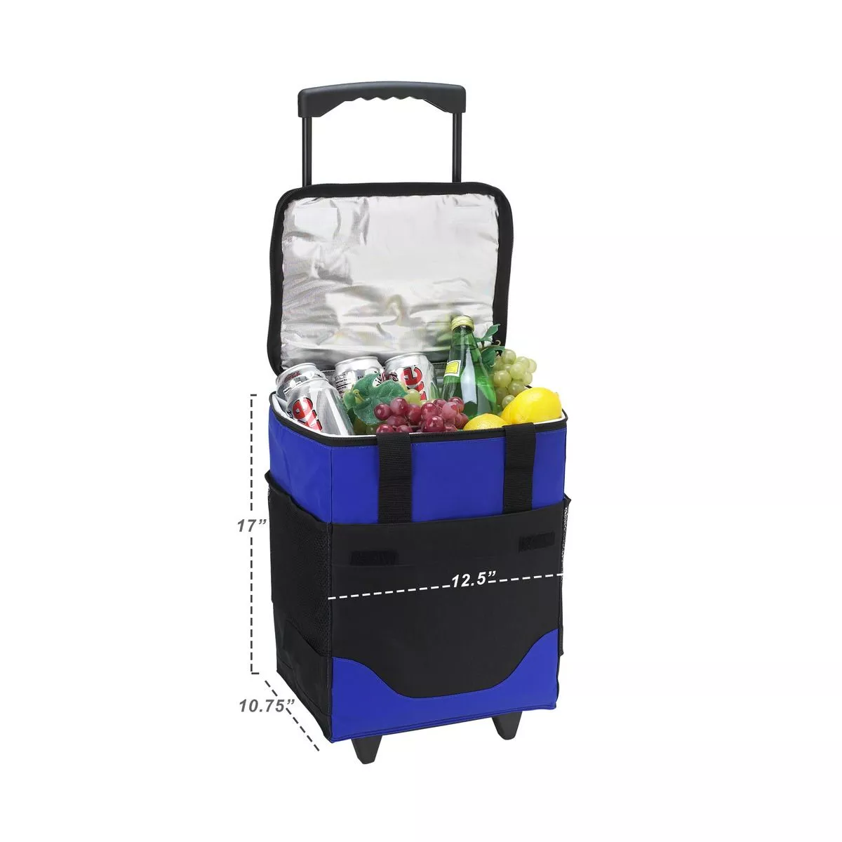Picnic at Ascot 32 Can Collapsible Rolling Insulated Cooler - Royal Blue