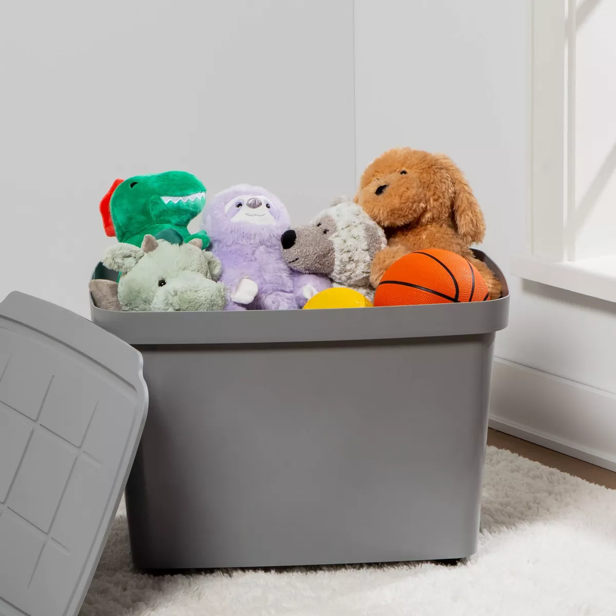 21.1gal Rolling Toy Chest Gray - Room Essentials™