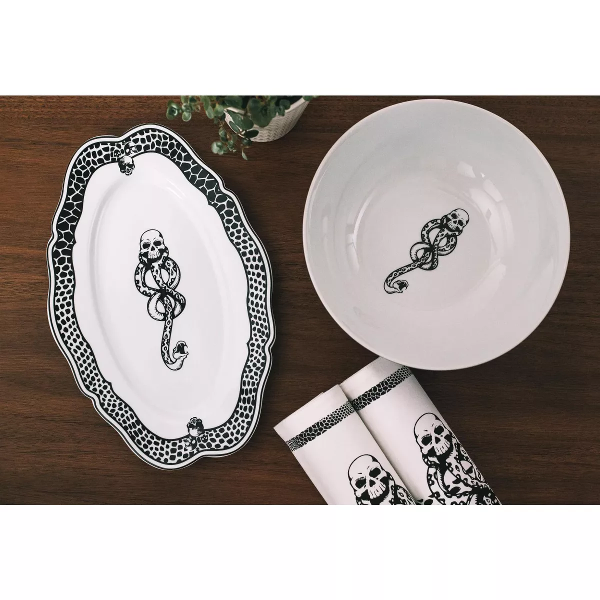 Robe Factory LLC Harry Potter Voldemort Death Eater Ceramic Large Serving Platter | 14-Inch Plate