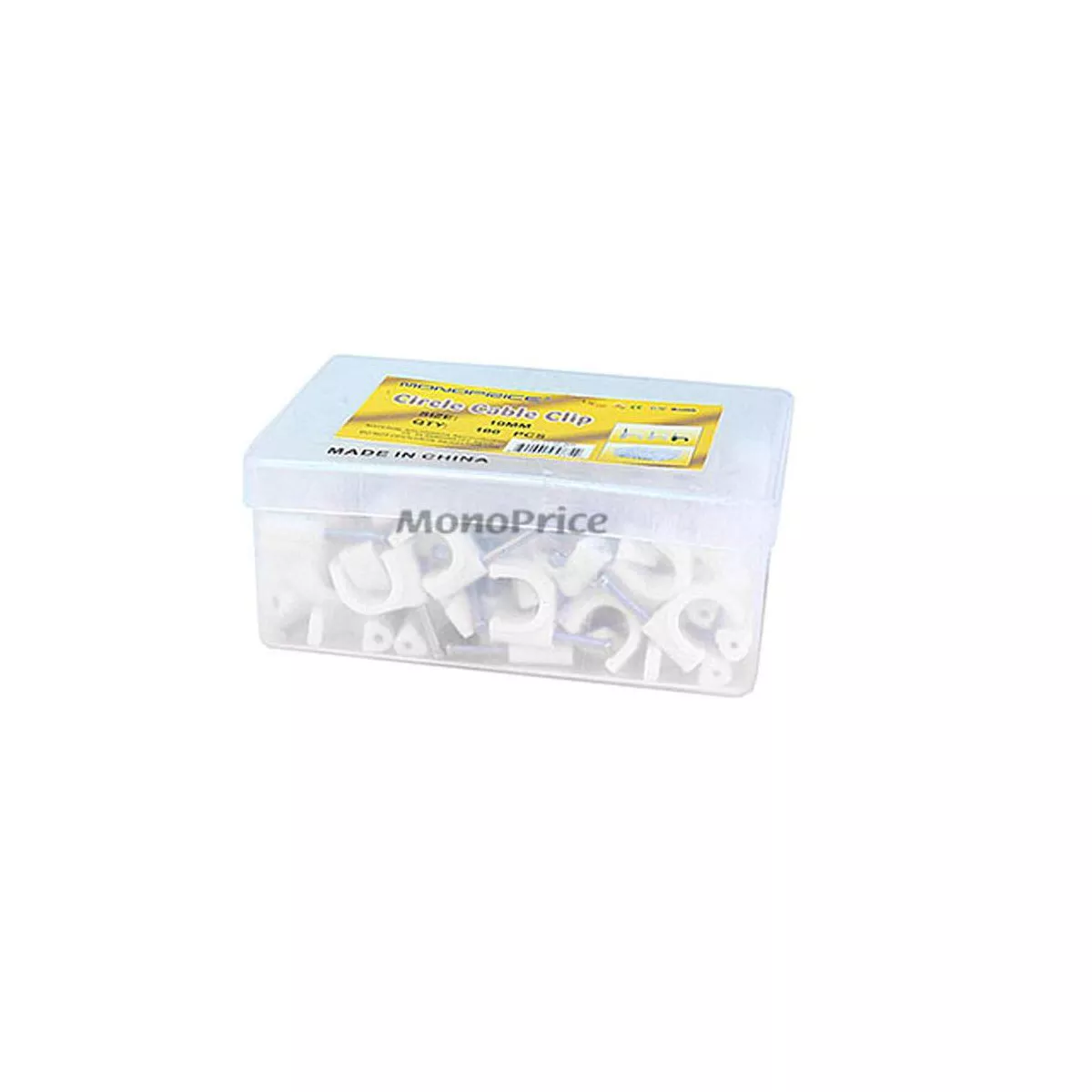 Monoprice Circle Cable Clips with Steel Nail, 10mm, 100 pcs/pack