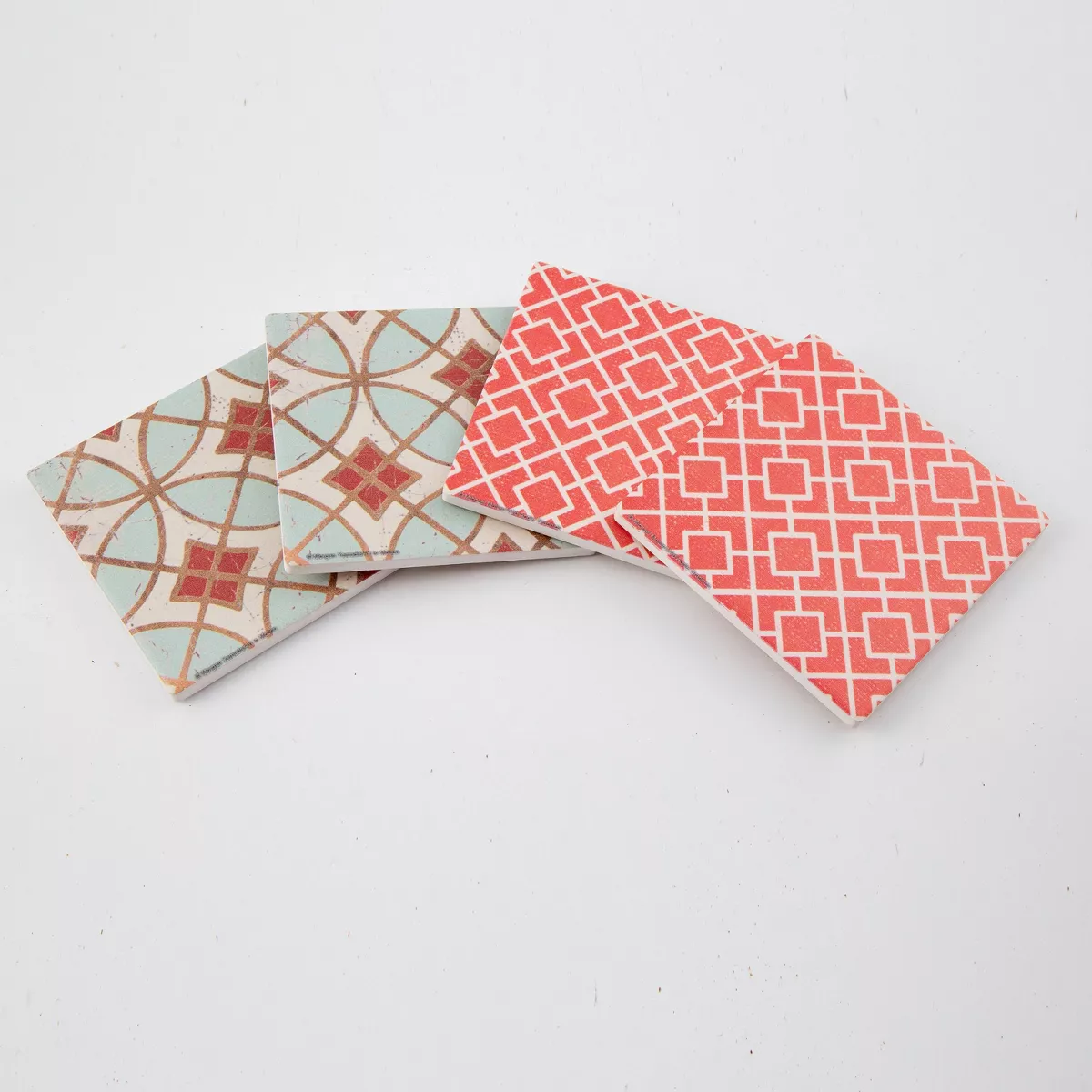 Thirstystone Red Lattice & Garden Tile 4 Piece Occasions Coaster Set