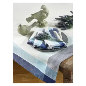 Blue Plaid Border Design Tablecloth (72
