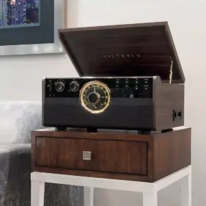 Victrola 7-in-1 Wood Empire Bluetooth Record Player with 3-Speed Turntable, CD, Cassette Player and Radio (Manufacturer Refurbished)