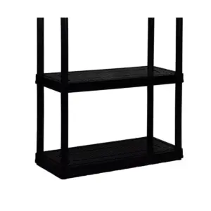 Gracious Living 4 Shelf Tier Medium Resin Indoor & Garage Shelf, Black (2 Pack)