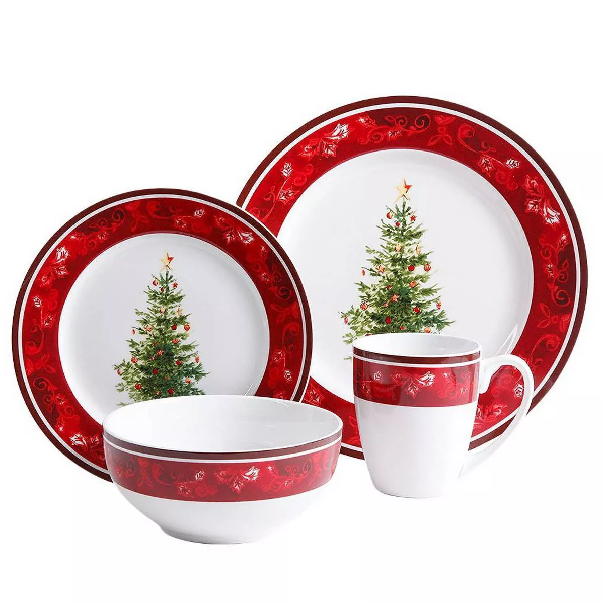 Gibson Home 16pc Ceramic Noel Nostalgia Dinnerware Set